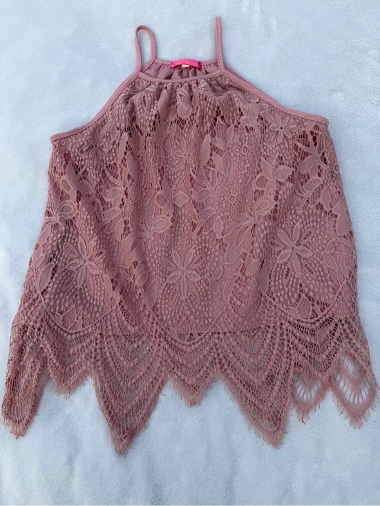 Sweet Tops - Lace Halter Cami Top in Dusty Rose Size M